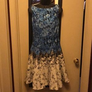 New Blue, black and white floral dress.